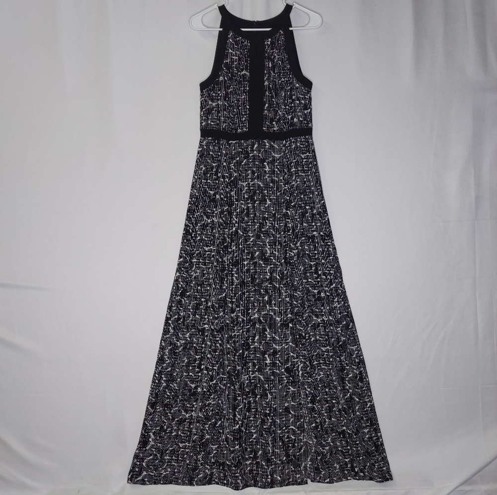 White House Black Market Maxi Halter Empire Dress 4 Sleeveless Keyhole Front Zip